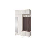 GARDEROBE Napoli version 11 mit Spiegel, mit POLSTERPANEELEN BRAUN - Beige/Braun, Holzwerkstoff (140/229/40cm) - Jerpax