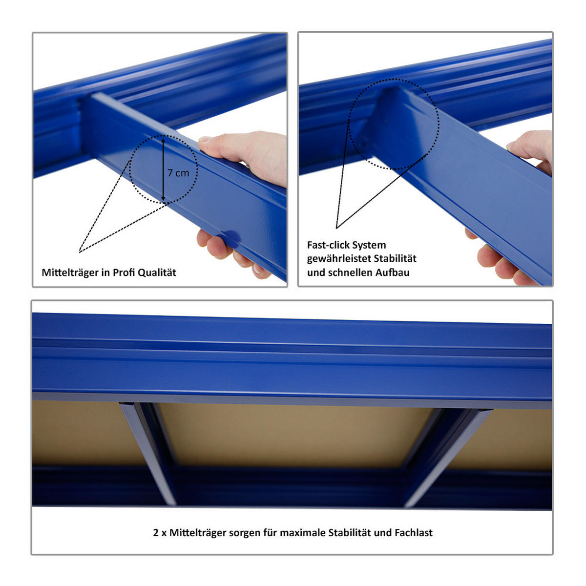 SCHWERLASTREGAL Dino 180x180x60 cm Fachlast 500 kg Blau - Blau, Metall (180/180/60cm) - PROREGAL