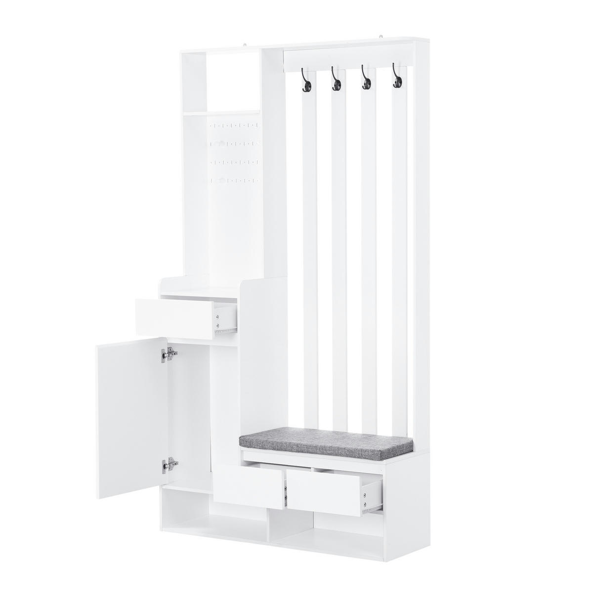 FLURGARDEROBE mit Sitzbank 100 x 35 x 180 cm MDF Weiß - Weiß, Holzwerkstoff (35/180/100cm) - Beauniv