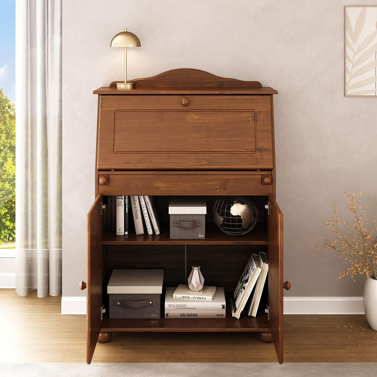 SEKRETÄR DAVID - Kastanienfarben, Holz (38/82/117cm) - IDIMEX