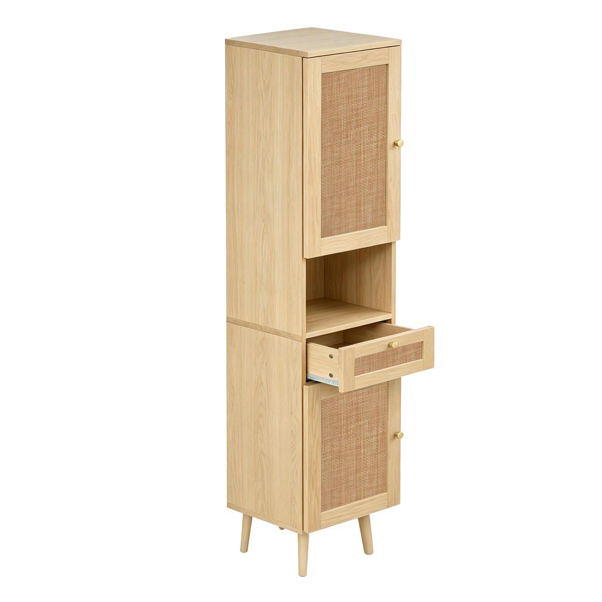 HOCHSCHRANK 40/30/166 cm Naturholz mit 1 Schubladen - Goldfarben/Naturfarben, Holz/Holzwerkstoff (30/166/40cm) - Oxeza