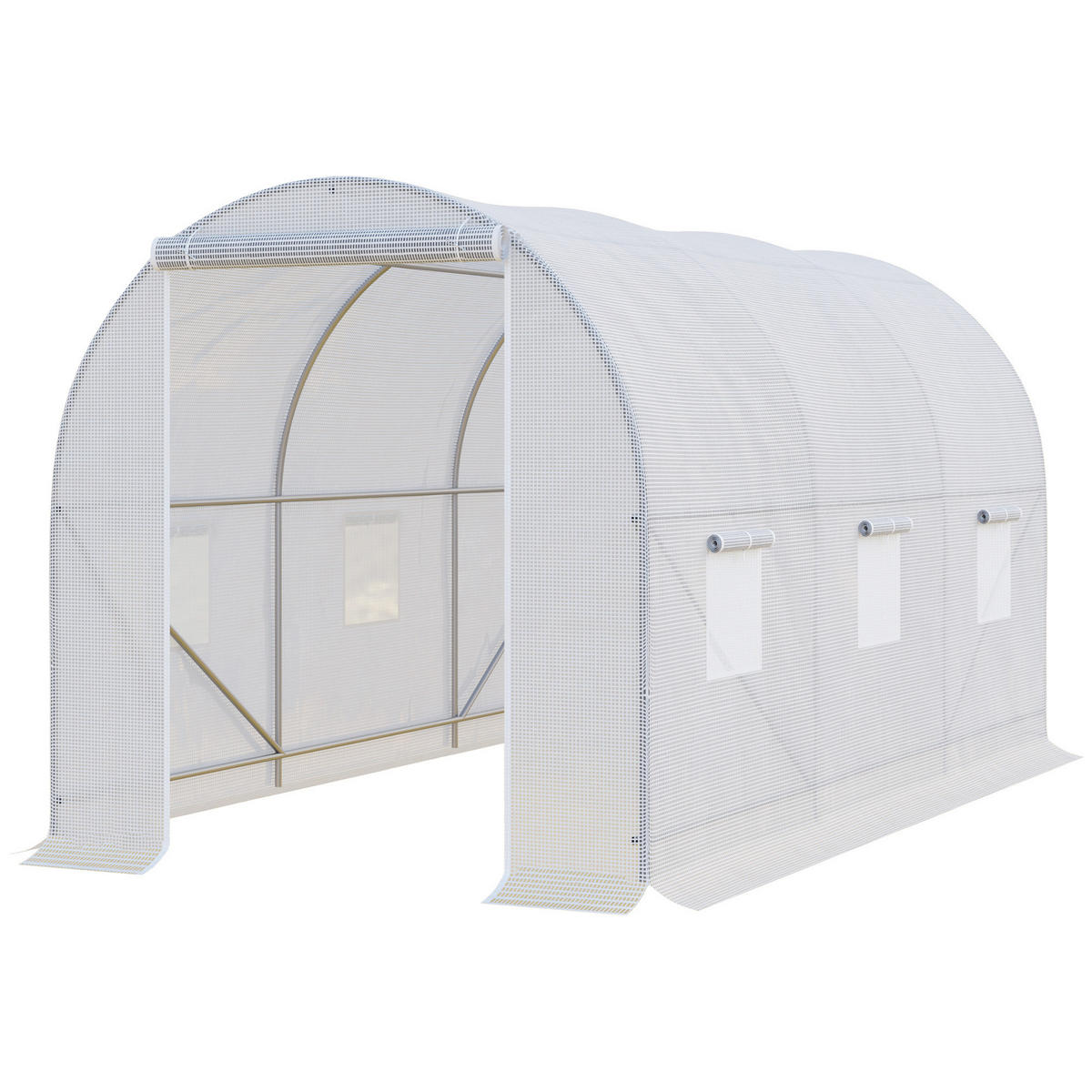 GEWÄCHSHAUS DE-05731 Begehbar mit Tür & 6 Fenstern Weiß - Weiß, Kunststoff/Metall (200/200/350cm) - ComfortXL