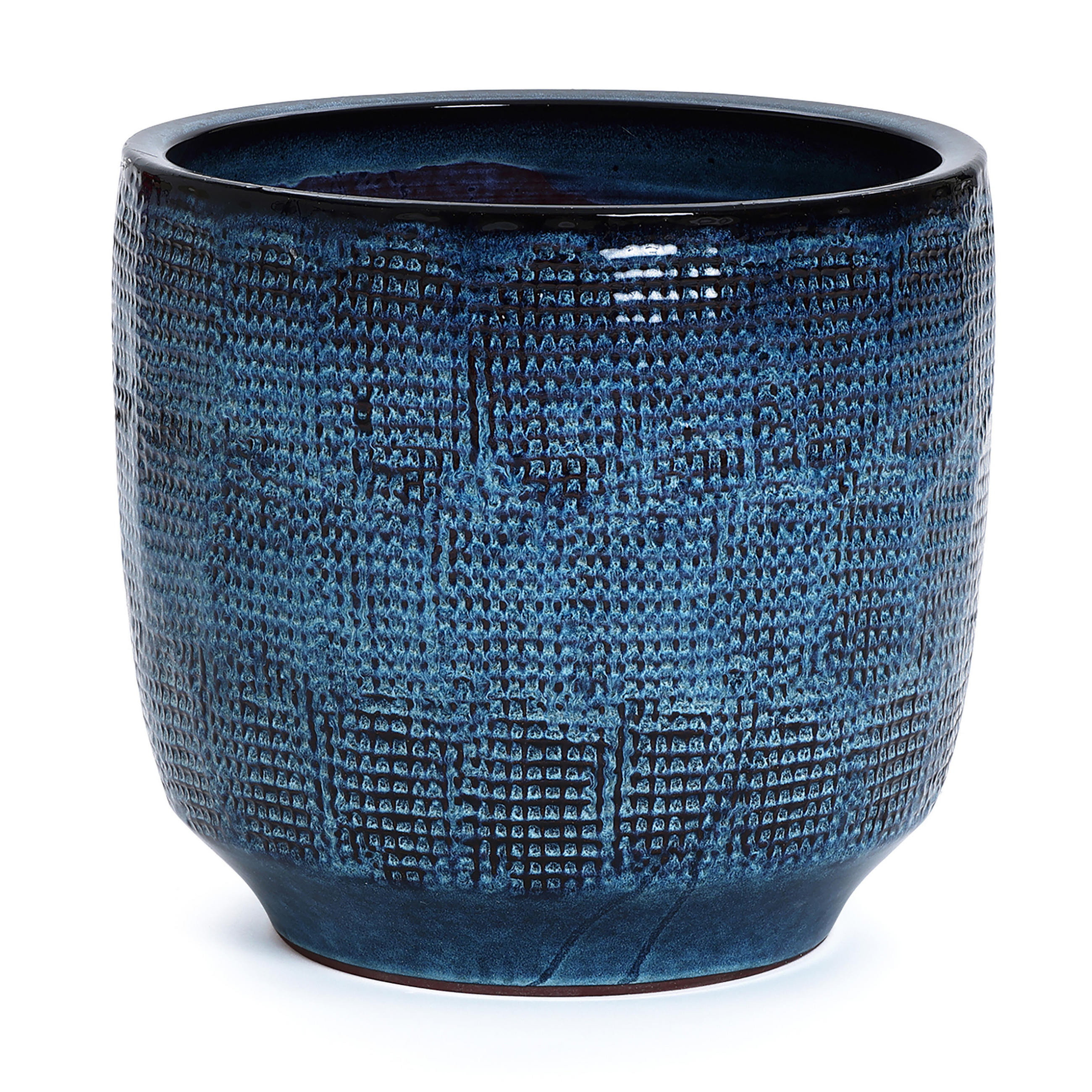 KERAMIK Blumentopf Groß, Round Übertöpfe Blau Ø30xH28 cm - Blau, Keramik (28cm) - Hometopia