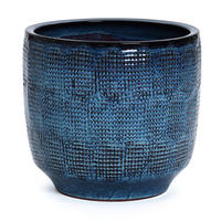 KERAMIK Blumentopf Groß, Round Übertöpfe Blau Ø30xH28 cm - Blau, Keramik (28cm) - Hometopia