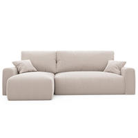 ECKSOFA mit Schlaffunktion und Bettkasten, Beige - Beige/Creme, Holzwerkstoff/Kunststoff (250/90cm) - Idohome