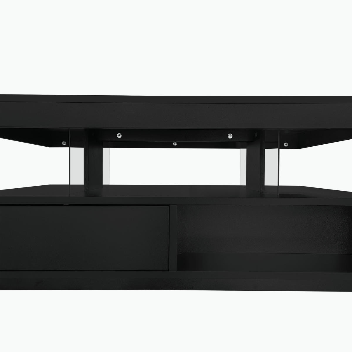 COUCHTISCH 95/50/42,5 cm schwarz mit Hochglanz-Oberfläche und 2 Schubladen - Schwarz, Holzwerkstoff (95/50/42.5cm) - OKWISH