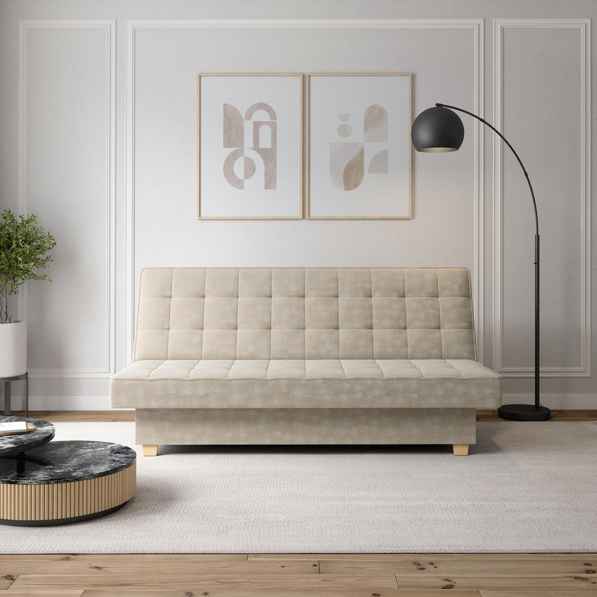 SCHLAFSOFA BELFI - Creme (Twist 01) - Beige, Holzwerkstoff (192/95/92cm) - Möblo
