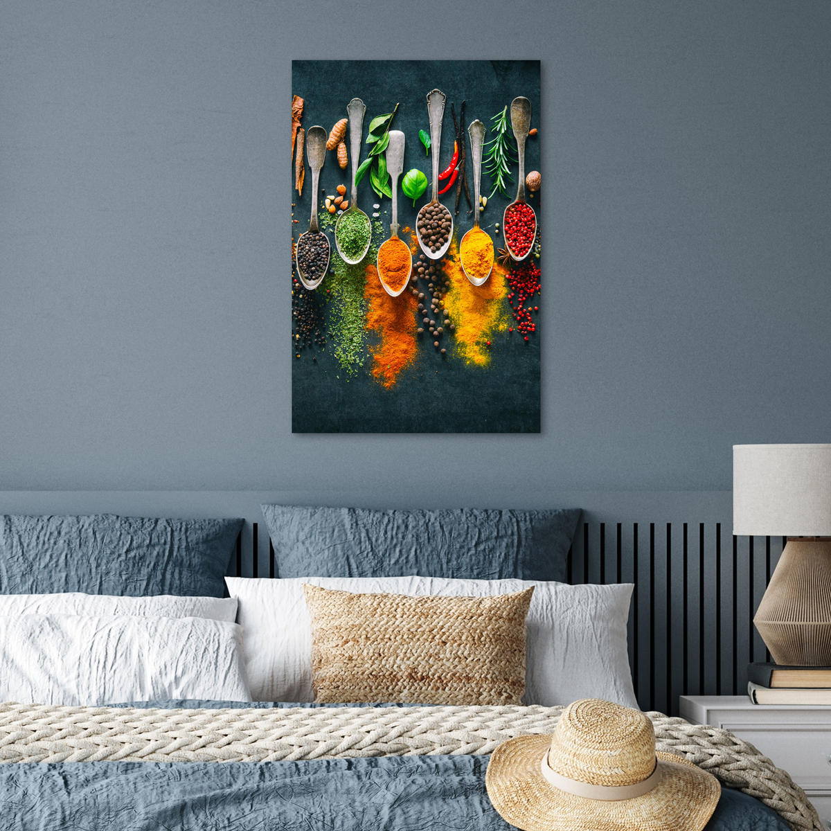 POSTER Kräuter - Gewürze - Löffel 40x60 cm - Currygelb, Papier (40/60/0.1cm) - MuchoWow