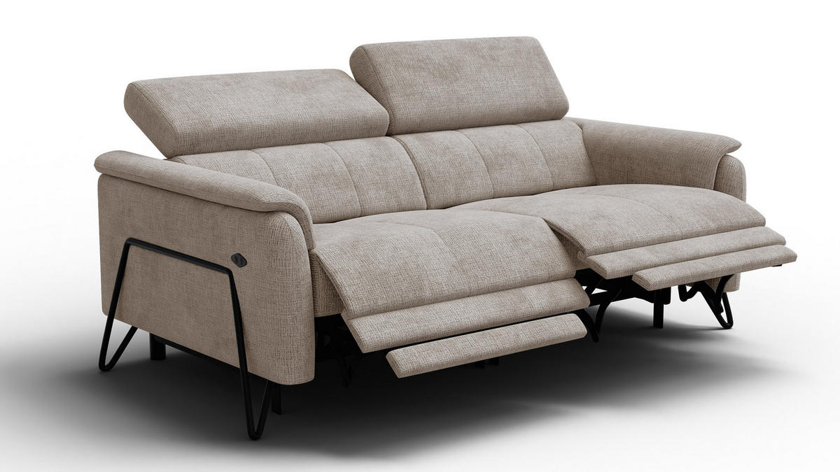 RELAXSOFA RODEN 3-Sitzer, beige - Beige, Holz/Textil (194/82/103cm) - Courtois Laville