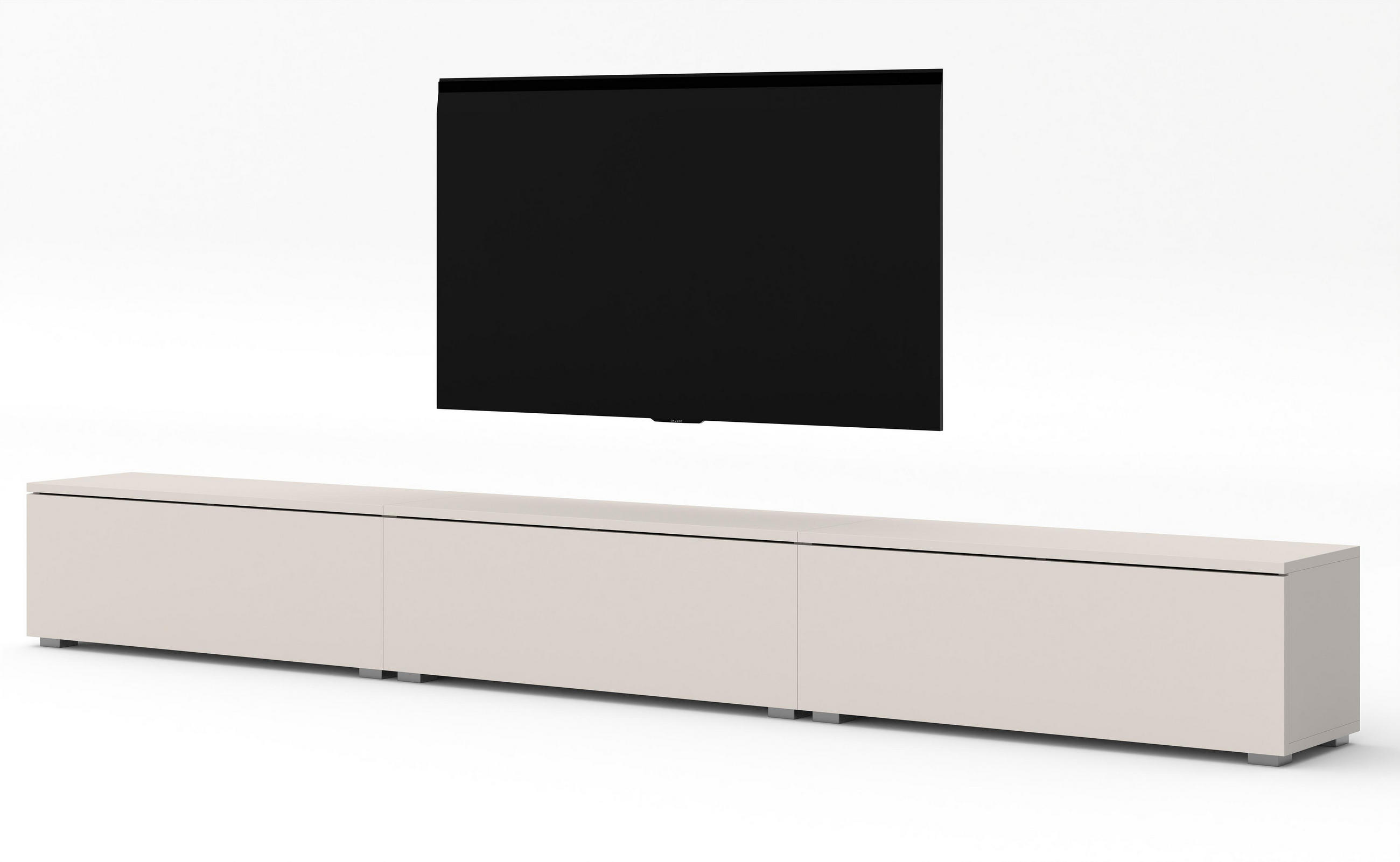 LOWBOARD Loriano 3x100 Beige Kaschmir 300/36,5/32 cm – Hängend und Stehend - Beige, Holzwerkstoff/Kunststoff (300/36.5/32cm) - AX Living