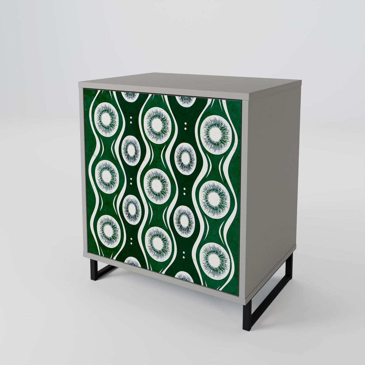 SIDEBOARD GREEN EYES, Grau, 57,5x42x77,5 cm, Schräge Buchenholzfüße - Buchefarben/Multicolor, Holzwerkstoff/Buchenholz (57.5/77.5/42cm) - SpaceRebels