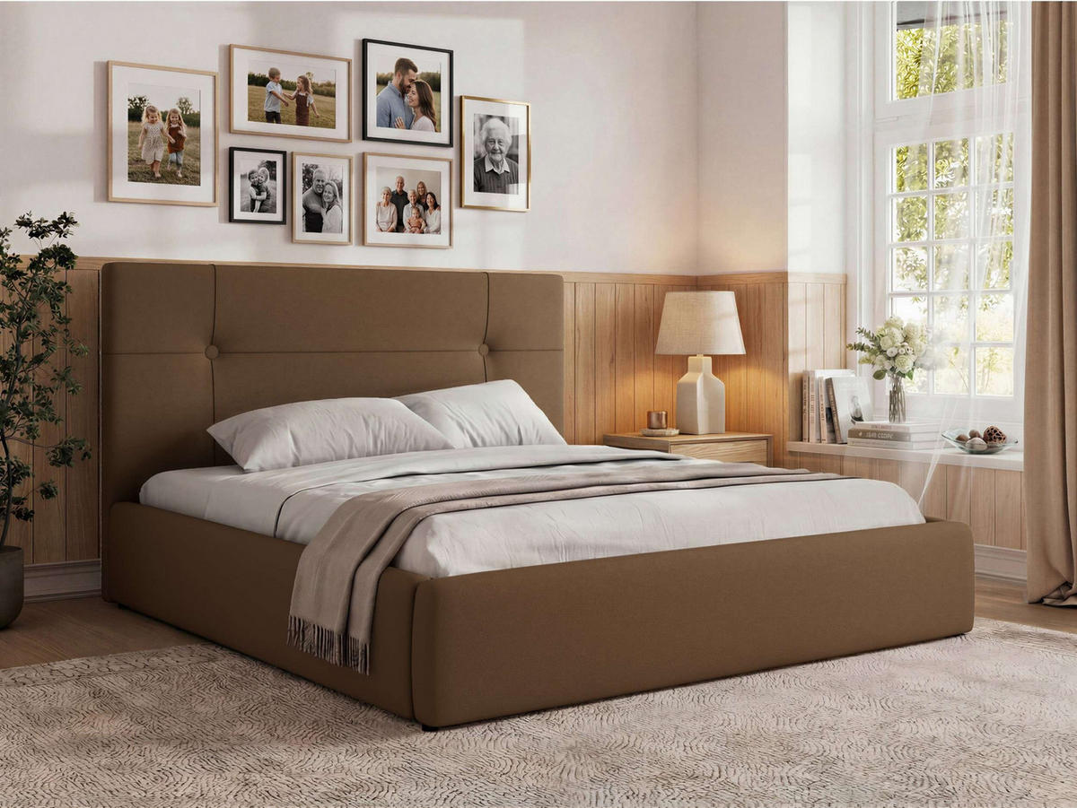 ČALÚNENÁ POSTEĽ CALERIO CLASSIC 200/200 - Hnedá Ekokoža - Matrac Pocket - hnedá/čierna, textil/plast (200/200cm) - MKS