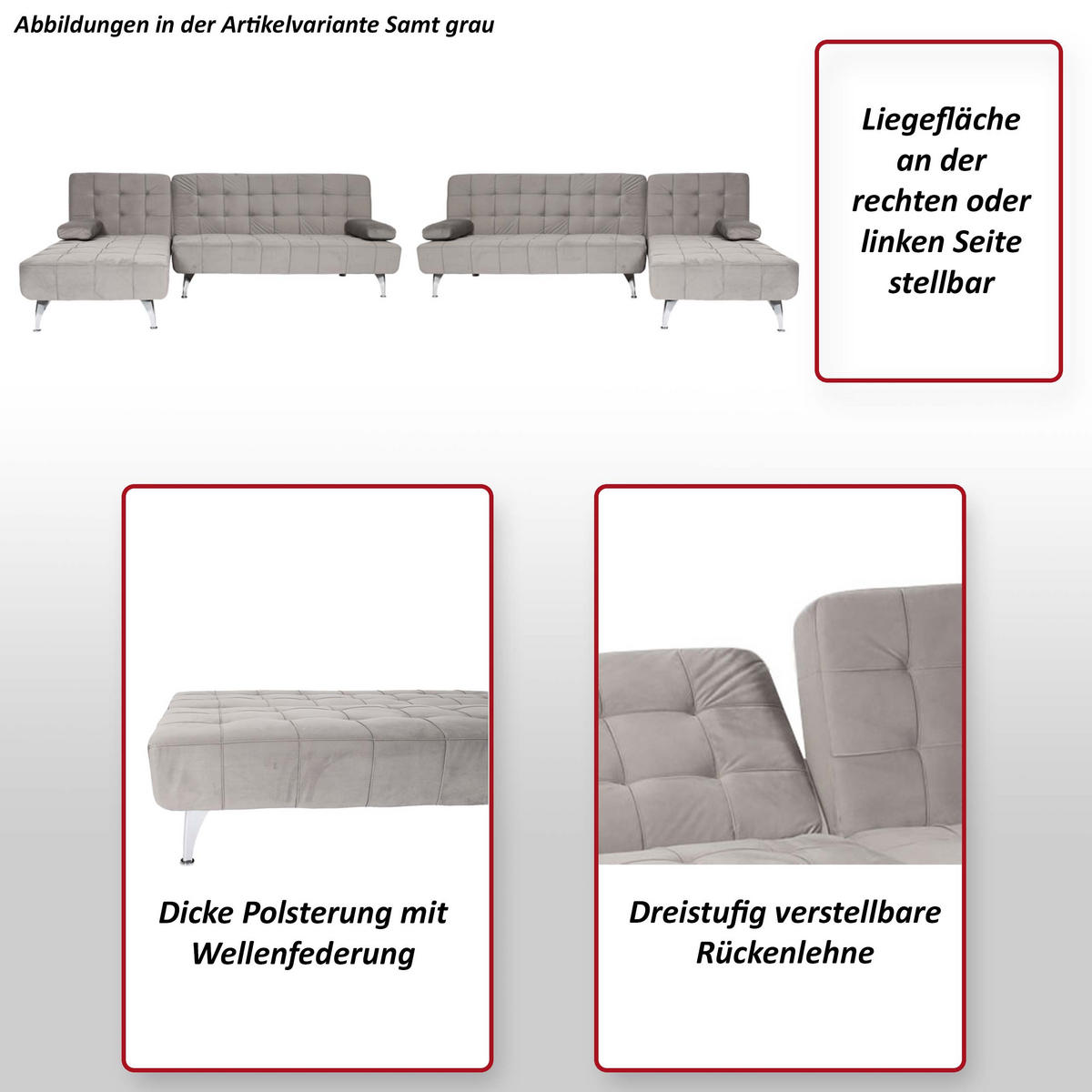 SCHLAFSOFA Hellgrau - Hellgrau, Textil (236/95cm) - MCW