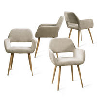 ARMLEHNSTUHL-SET 4 Stück in Eisen - Beige, Textil/Metall (55/78/53cm) - Meubles Cosy