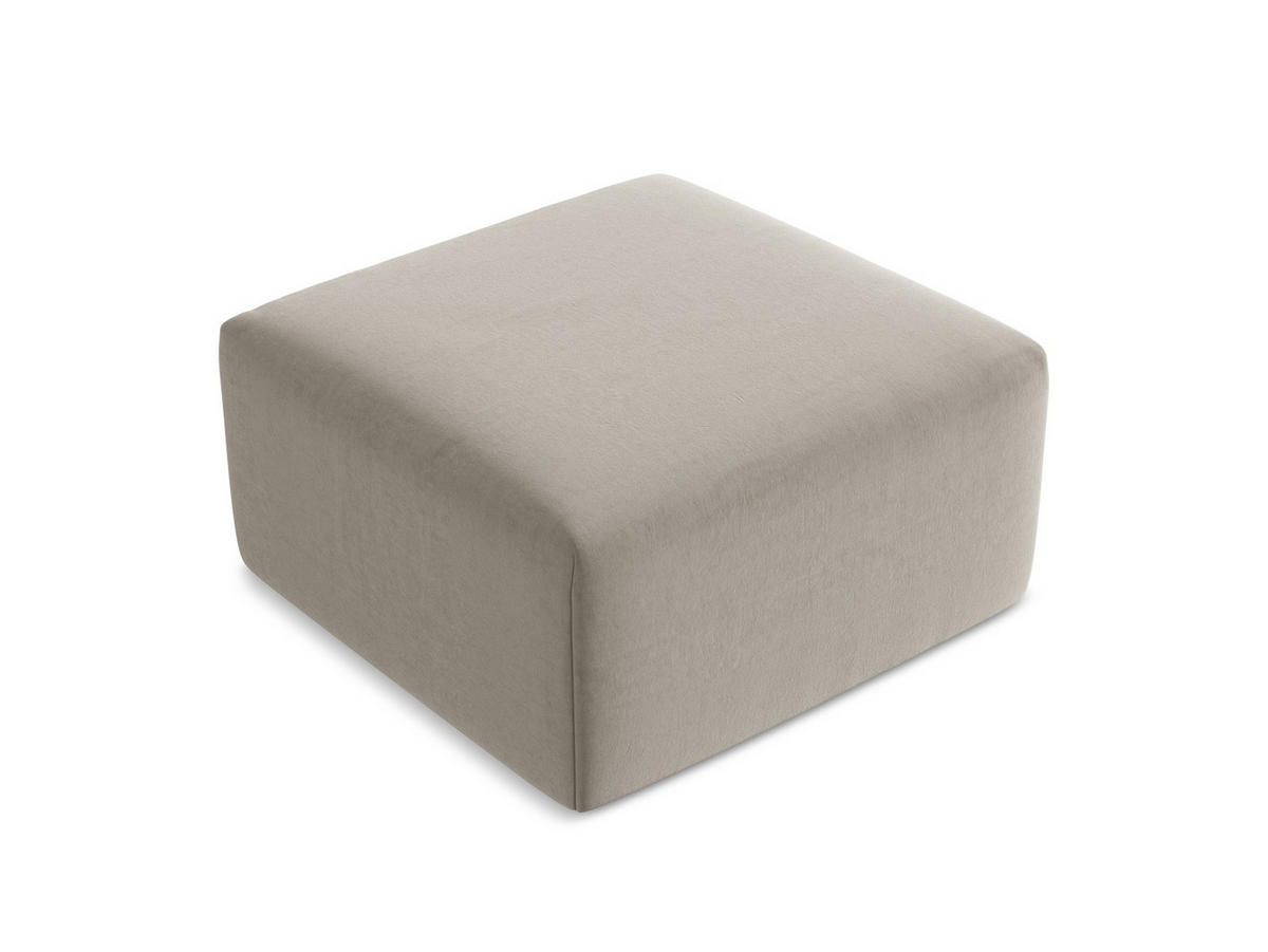 POUF Samt Stoff Grau - Taupe/Schwarz, Holzwerkstoff/Kunststoff (75/37/75cm) - Makamii