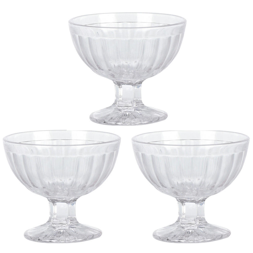 EISBECHER Stripe 200 ml 3er-Set - Transparent, Glas (10cm) - Excellent Houseware