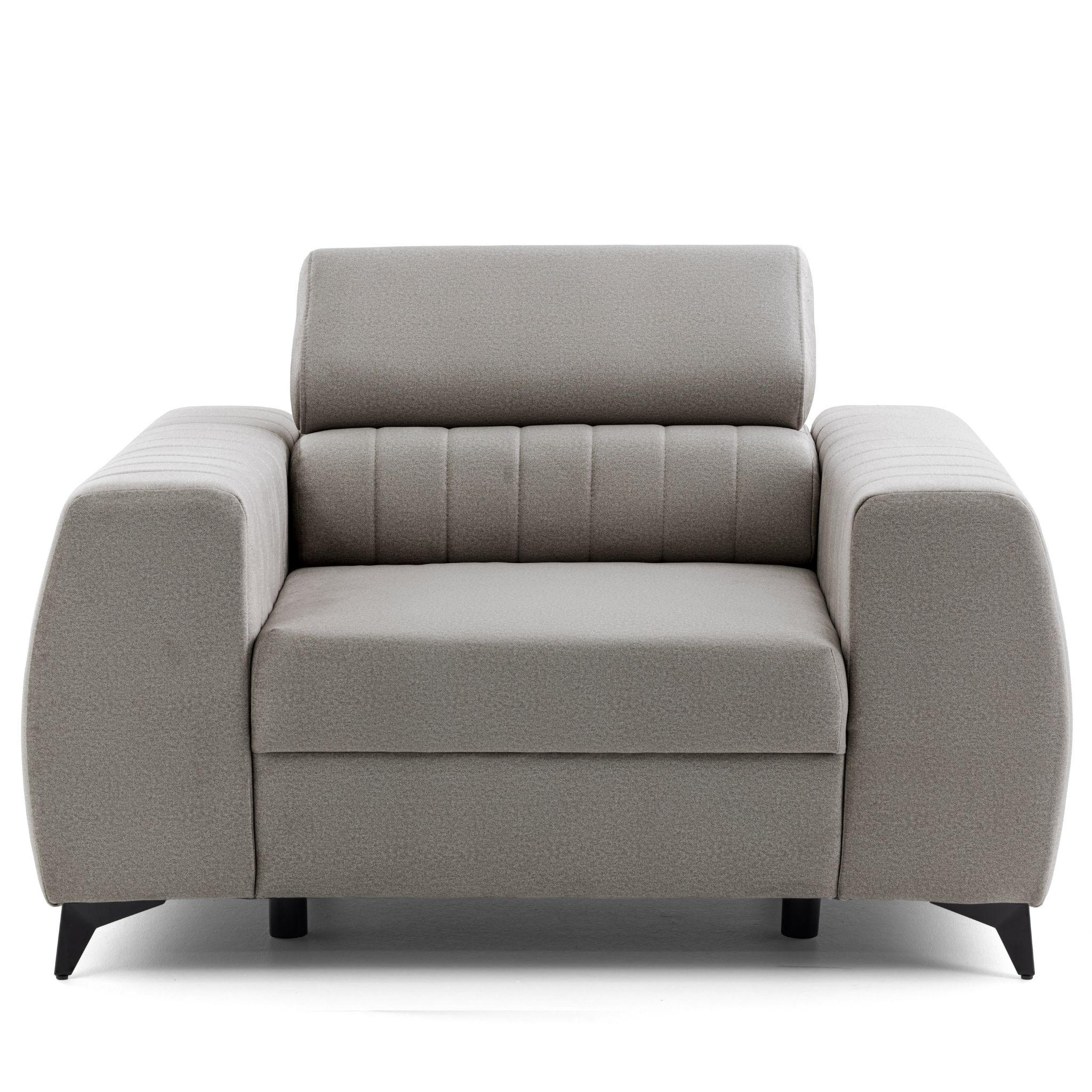 SESSEL PIERO mit verstellbare Kopfstütze Velours Beige - Beige/Schwarz, Holz/Textil (130/90/100cm) - Muffo