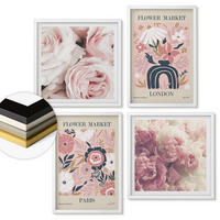 WANDBILDER 4er-Set - 50x50 cm & 40x60 cm Weißer Rahmen - Blumenmotive Rosen Paris - Weiß, Kunststoff (50/50cm) - ArtPrintCave