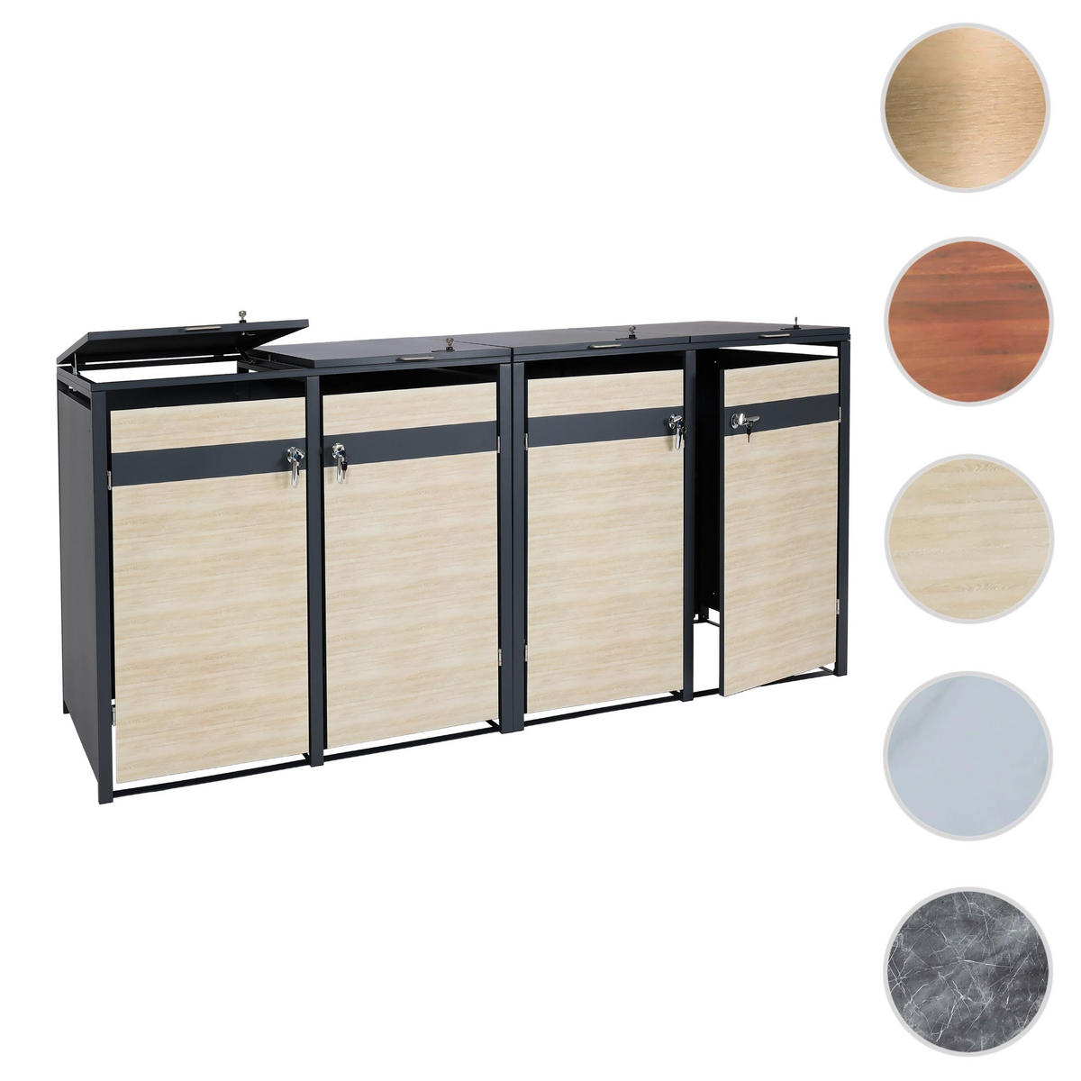 MÜLLTONNENBOX 4er 117x264x80cm Anthrazit Gold - Goldfarben, Metall (264/117/80cm) - PROREGAL