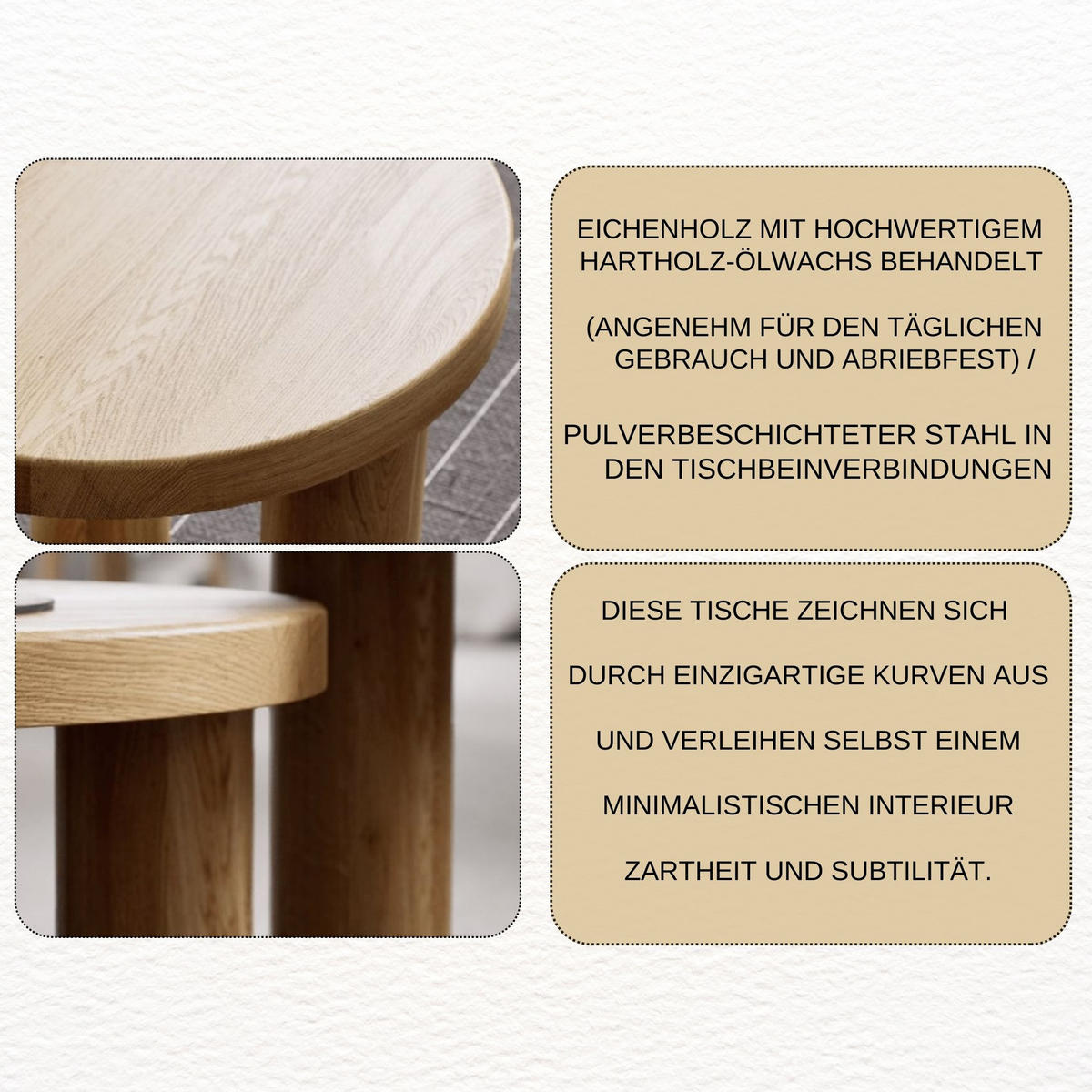 COUCHTISCH Eichenholz vollmassiv rund Naturbelassenen 60/60/45 - Naturfarben, Holz (60/60/45cm)