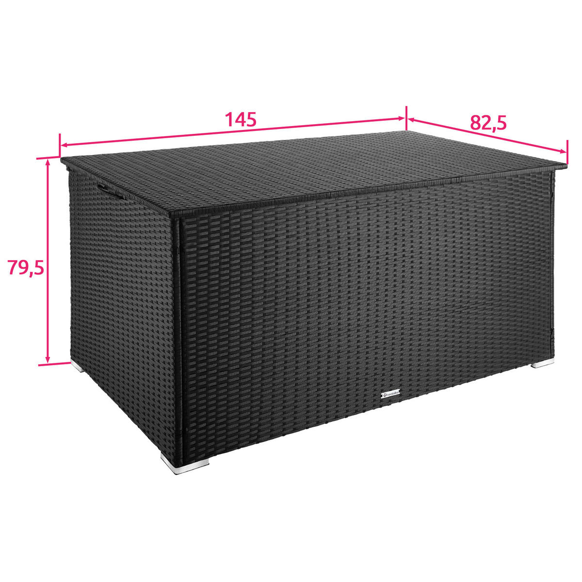 AUFLAGENBOX Oslo,145 x 82,5 x 79,5 cm,schwarz - Schwarz, Kunststoff (82.5/79.5/145cm) - tectake
