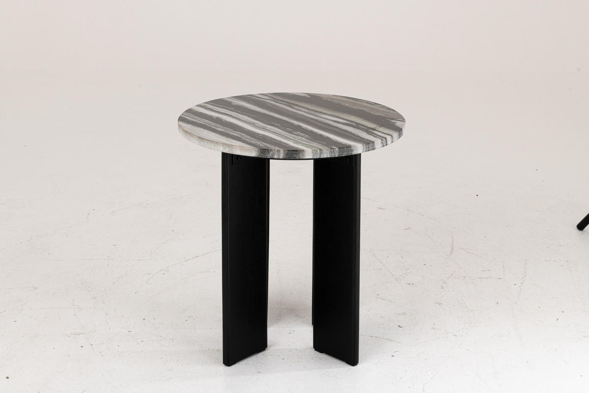BEISTELLTISCH MATHILDE MARMOR Schwarz - Schwarz/Weiß, Stein (50/50/50cm) - J-Line