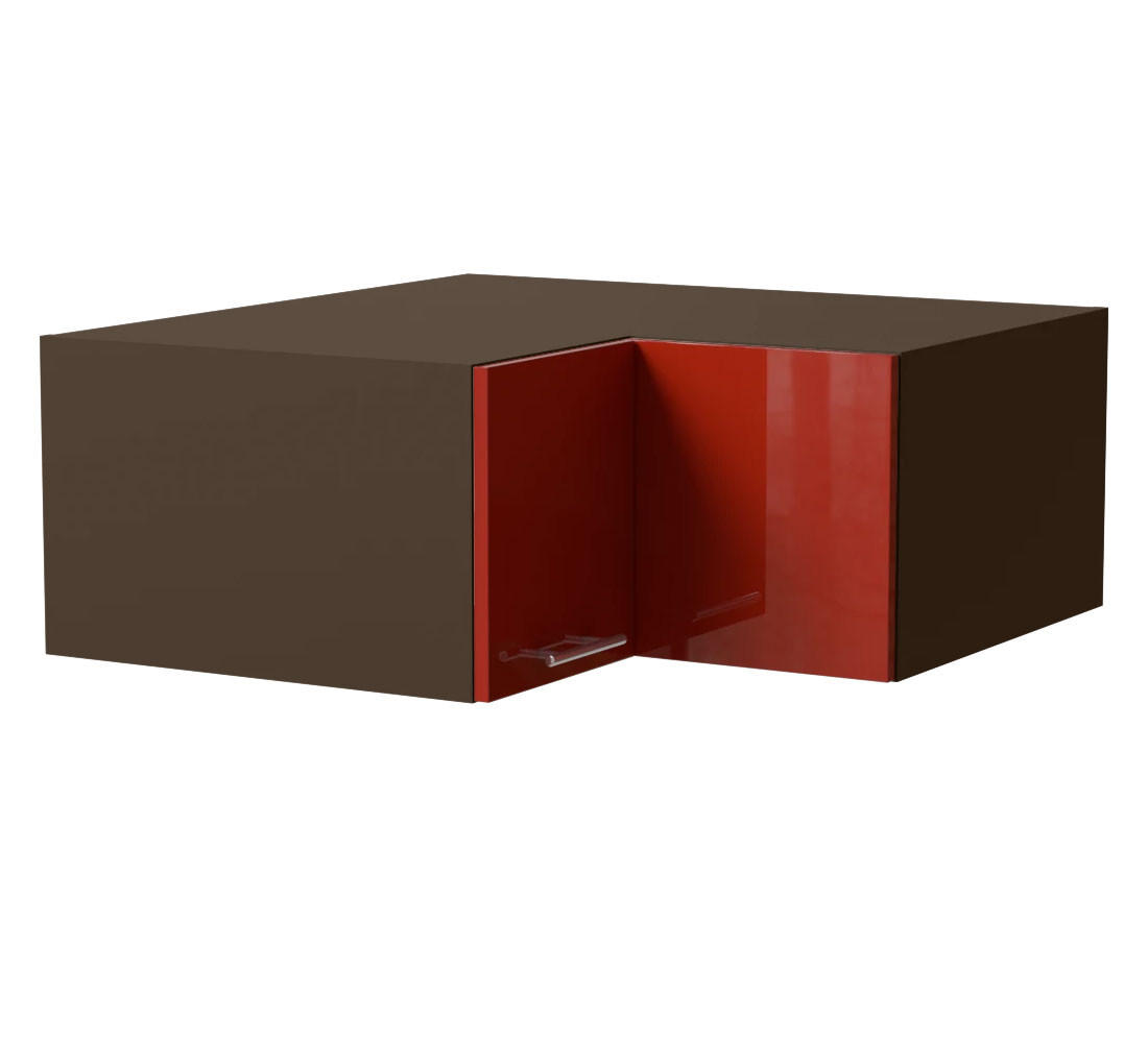 ECKAUFSATZSCHRANK Brerra W14/90/36 Lava / RAL 3002 karminrot Hochglanz 90 / 90 / 36cm - Dunkelgrau/Rot, Holz/Holzwerkstoff (90/36/90cm) - Feldmann-Wohnen