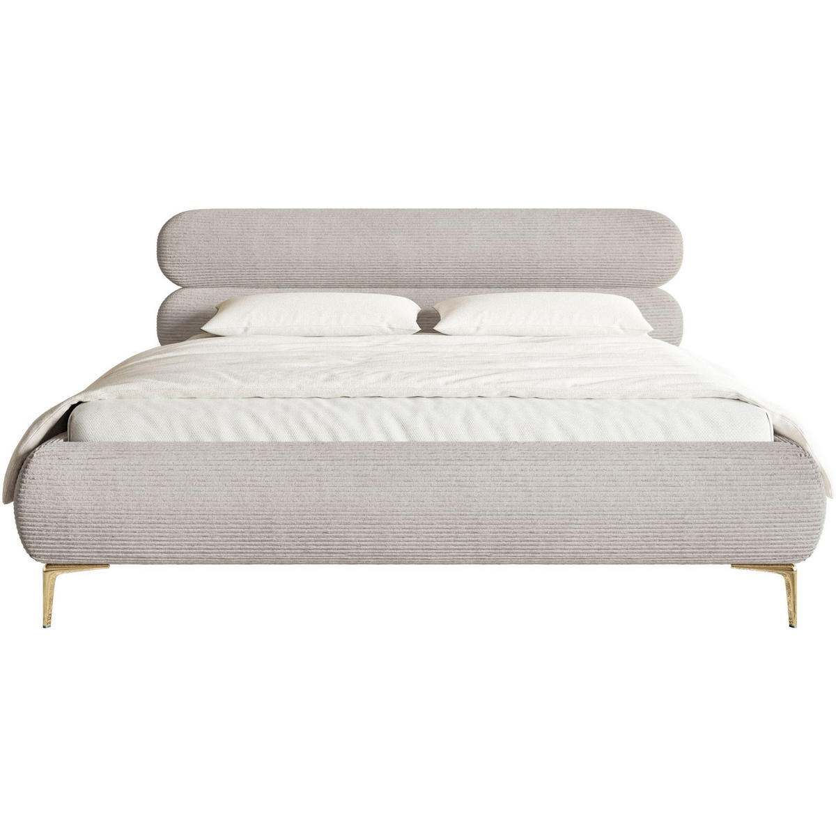 POLSTERBETT Roule Cord Greige 160x200 cm - Taupe/Goldfarben, Textil/Metall (160/200cm) - Selsey