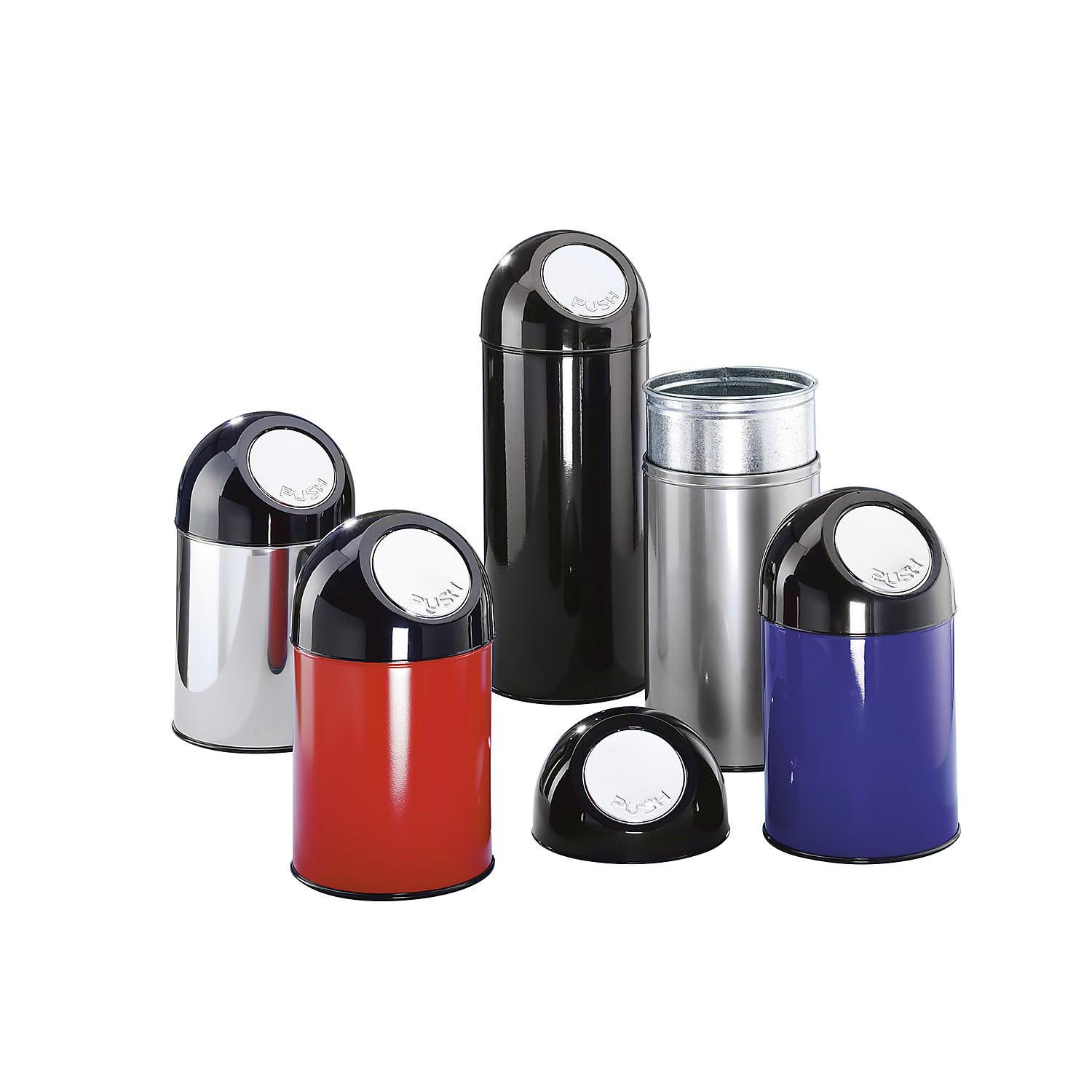 MÜLLEIMER klassisch Mit Pushdeckel 30 Liter 56 x 31 x 31 cm Metall Schwarz - Schwarz, Metall (31/56/31cm) - PROREGAL