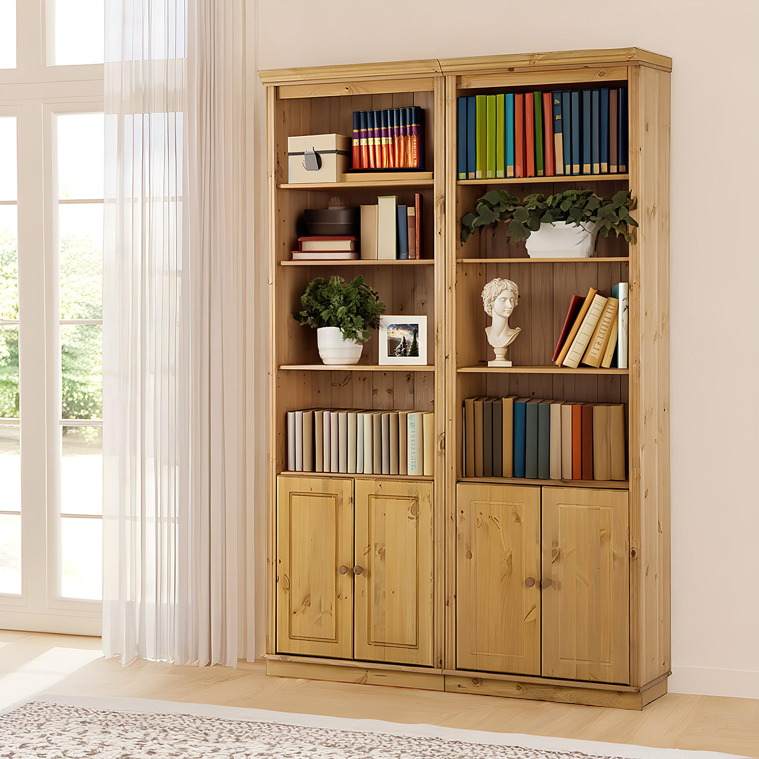 BÜCHERWAND - Kiefer massiv, Typ A - Kieferfarben, Holz (148/223/37cm) - home24