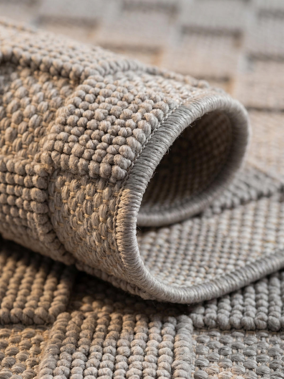 TEPPICH Flachgewebe LANGAU in Silber, mit Schachbrettmuster, 80 x 250 cm - Silberfarben, Textil (80/250cm) - KADIMA DESIGN