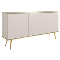 KOMMODE 160cm Rodi auf Beinen - 3 Türen, Beige + Gold - Beige/Goldfarben, Holz (160/85/39cm) - Emporius