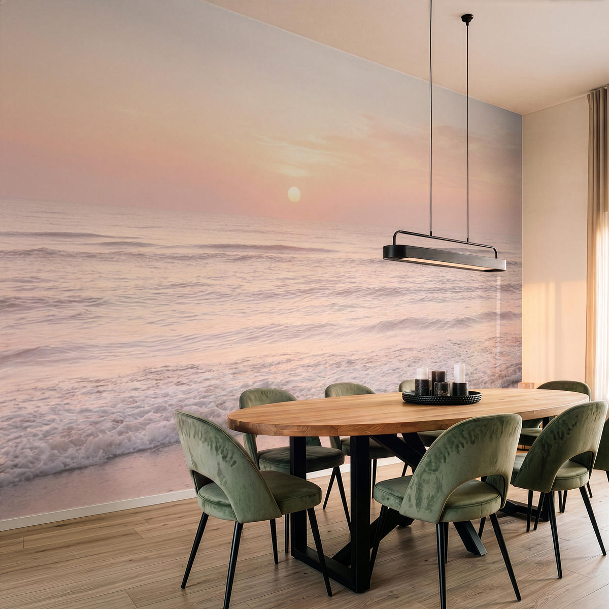 TAPETE - Sonne - Strand - Rosa - 500x300 cm - Hellrosa, Papier (500/300cm) - OnlyWow