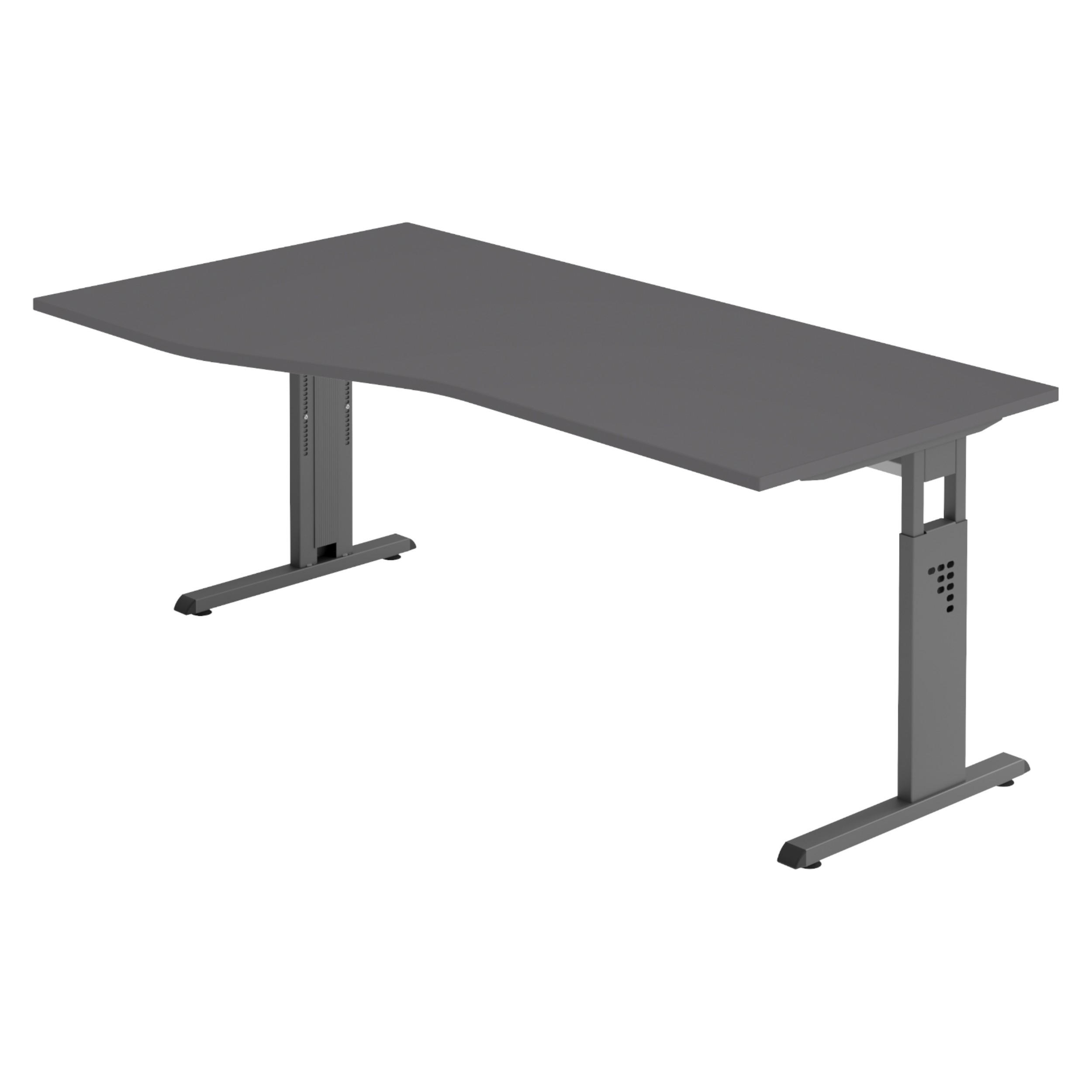 SCHREIBTISCH Serie-O 100/180/74 cm in Graphitfarben/Graphitfarben - Graphitfarben, Holzwerkstoff (100/180/74cm) - bümö