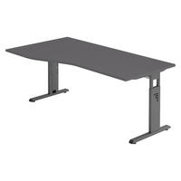 SCHREIBTISCH Serie-O 100/180/74 cm in Graphitfarben/Graphitfarben - Graphitfarben, Holzwerkstoff (100/180/74cm) - bümö