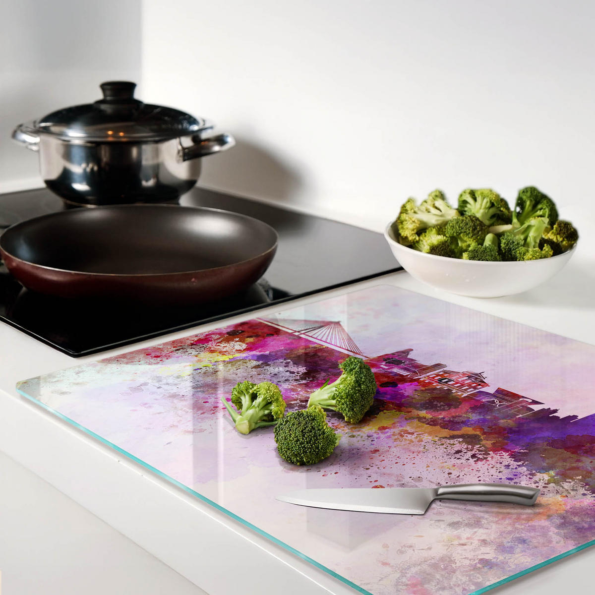 GLASPLATTE 60x52 cm Warschau - Multicolor, Glas (60/0.4/52cm) - TULUP