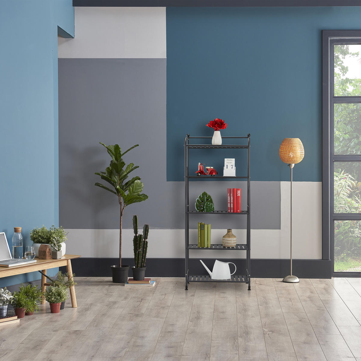 STANDREGAL - Schwarz, Metall (56/133/28cm) - Relaxdays