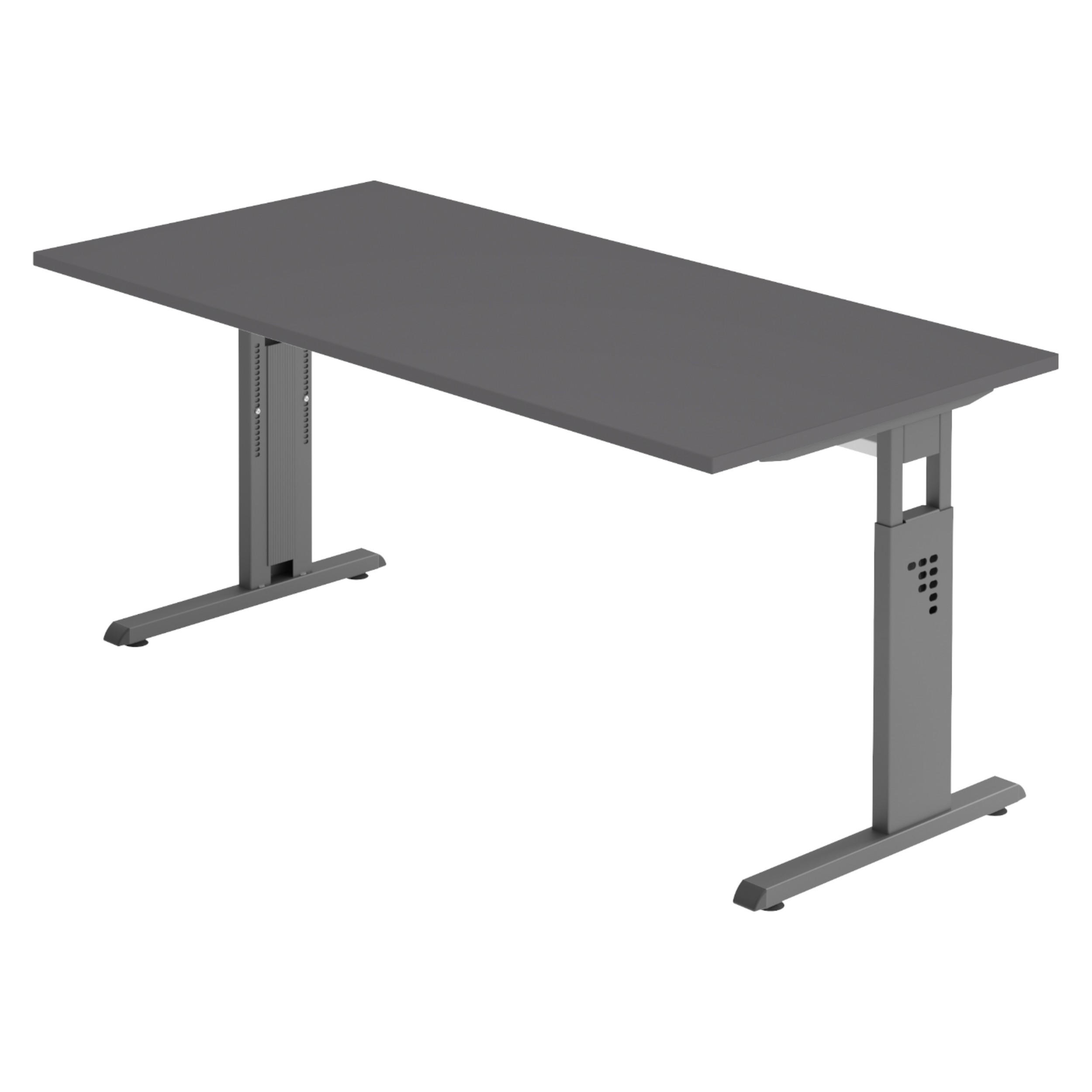 SCHREIBTISCH Serie-O 80/180/74 cm in Graphitfarben/Graphitfarben - Graphitfarben, Holzwerkstoff (80/180/74cm) - bümö
