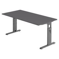 SCHREIBTISCH Serie-O 80/180/74 cm in Graphitfarben/Graphitfarben - Graphitfarben, Holzwerkstoff (80/180/74cm) - bümö