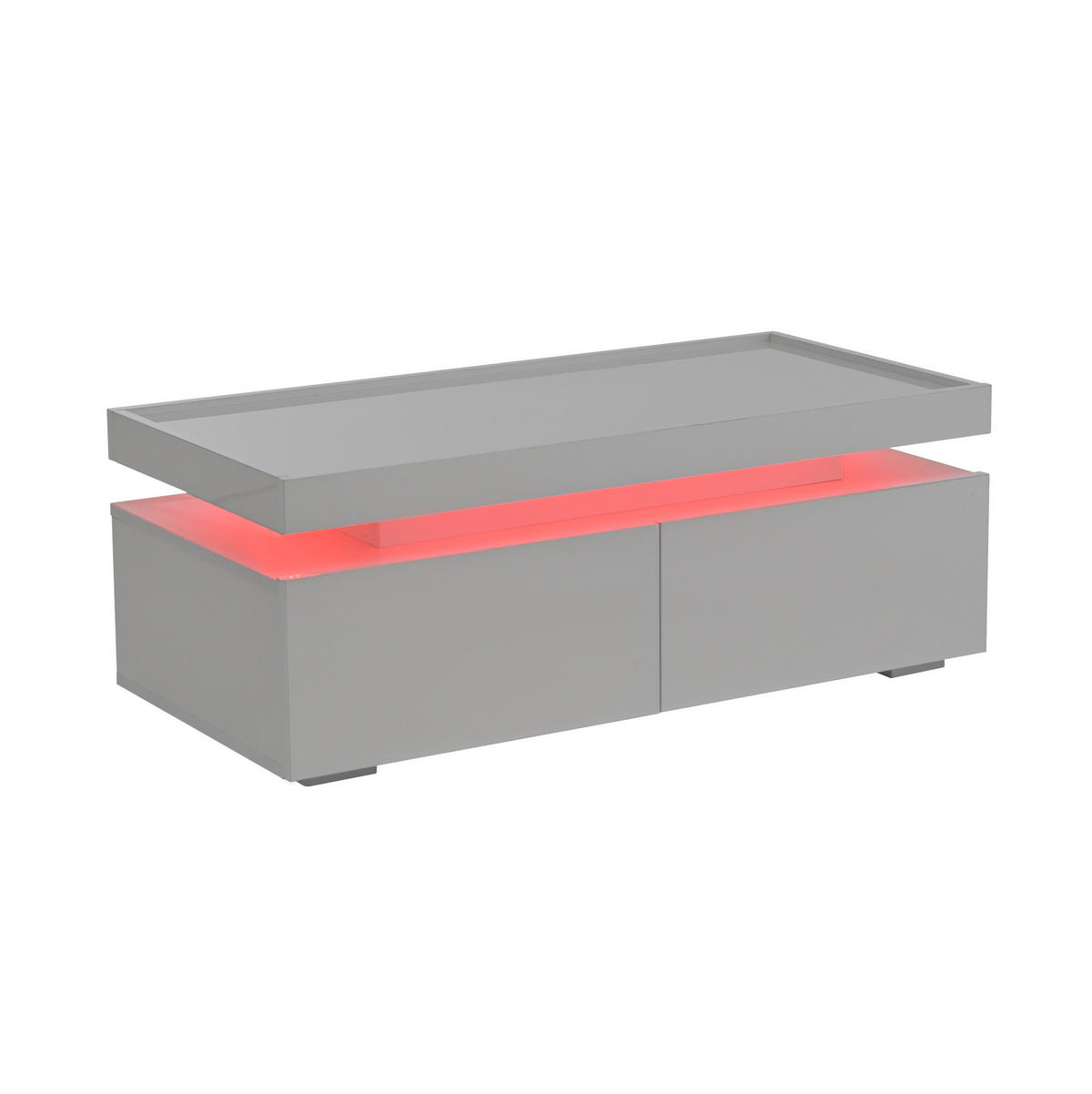 COUCHTISCH aus Spanplatte 95x45x35 cm in Weiß mit LED-Beleuchtung - Weiß, Holzwerkstoff (95/45/35cm) - Modfu