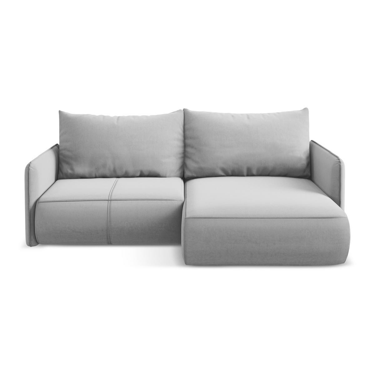 ECKSOFA mit Schlaffunktion Samt Stoff Grau - Schwarz/Grau, Kunststoff/Textil (207/148cm) - LaMiaSofa