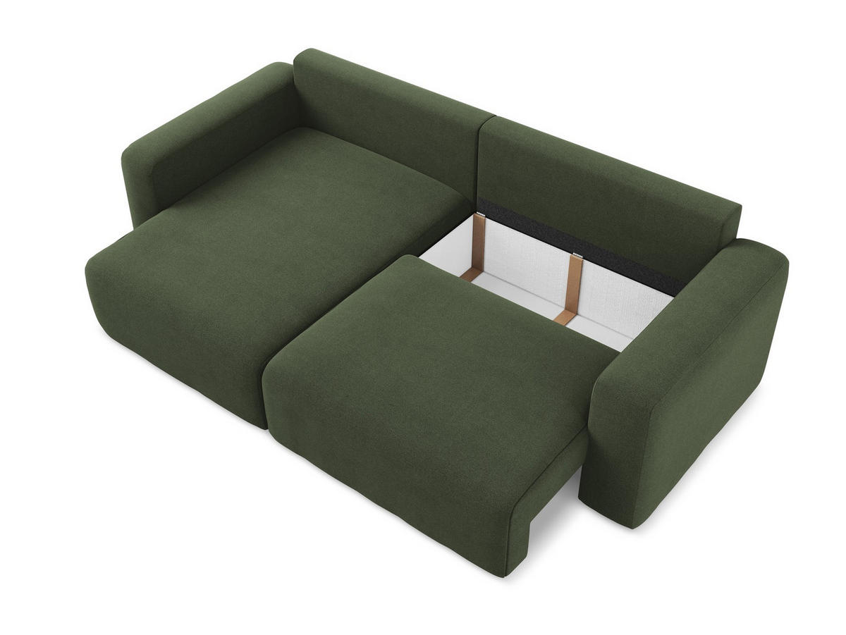 ECKSOFA mit Schlaffunktion links Strukturstoff Stoff Grün - Blau/Schwarz, Kunststoff/Textil (149/244cm) - Makamii