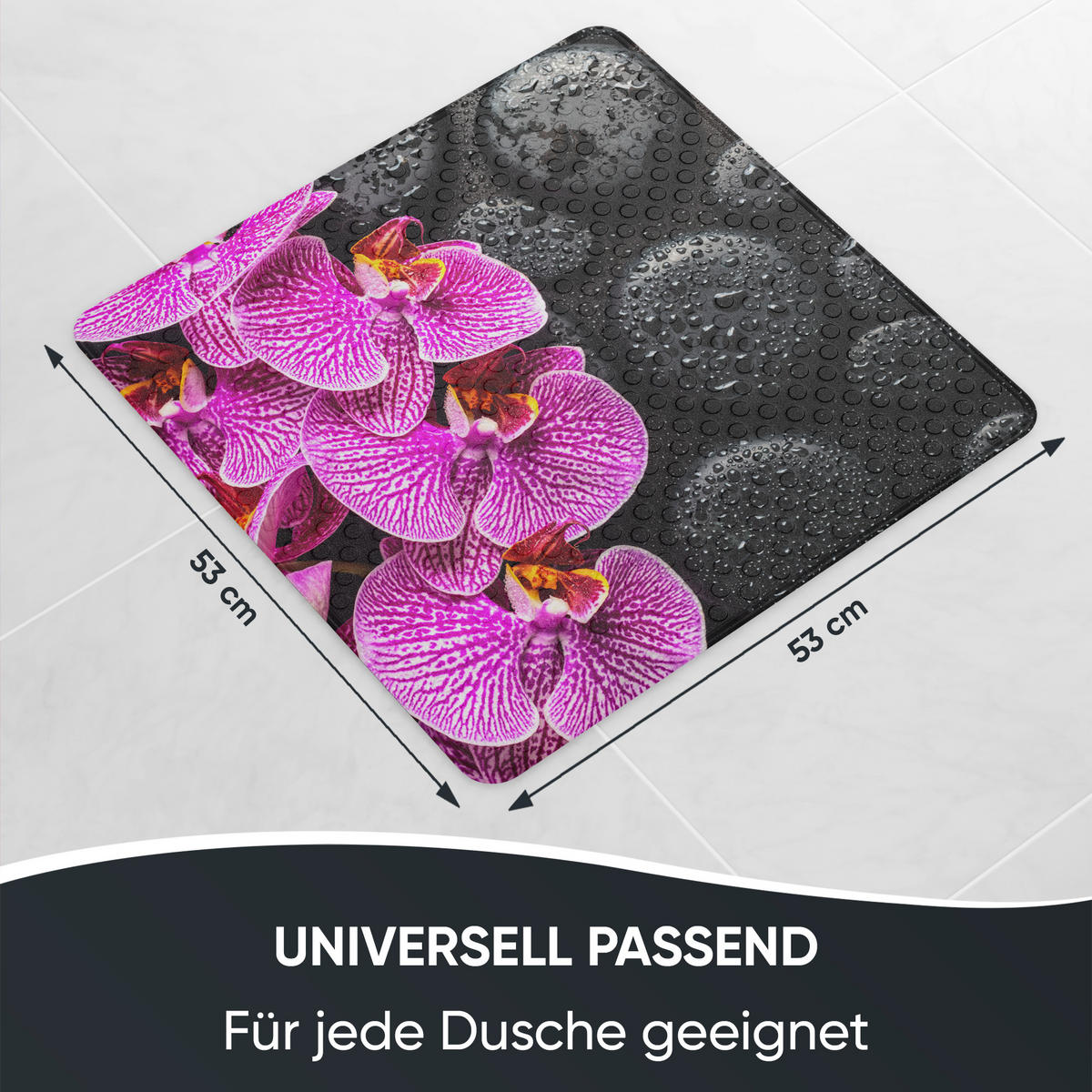 BADEMATTE Madeira - Schwarz, Kunststoff (53/53cm) - Sanilo