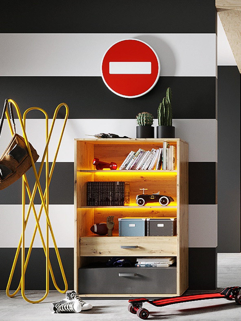 REGAL Qubic QB-06 - Eiche Artisan, Holzwerkstoff (90/138/42cm) - Meblini