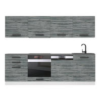 KÜCHENZEILE Alice 240 cm, mit Arbeitsplatten, Glamour Wood - Grau, Holz (240/204/60cm) - B BELINI GROUP