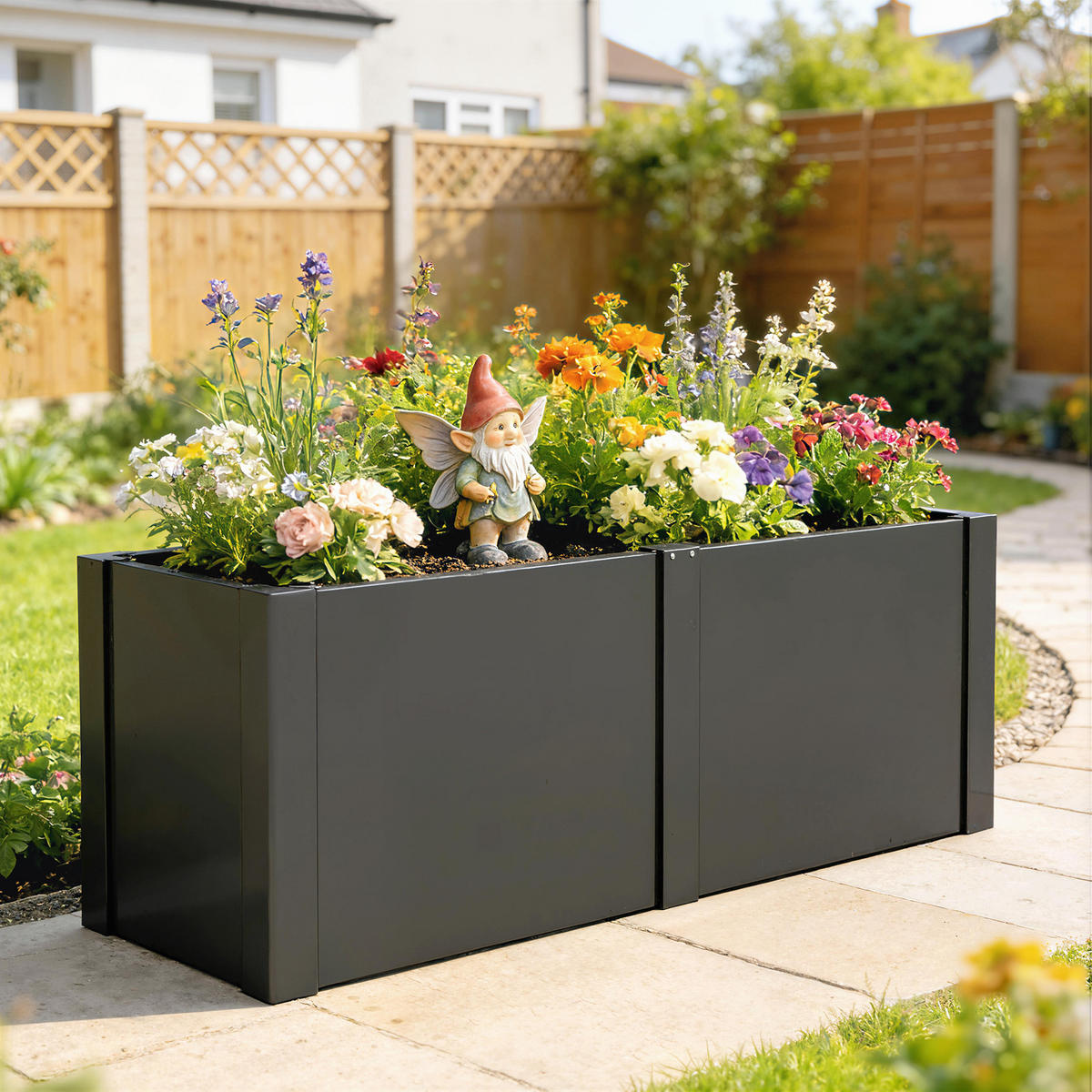 HOCHBEET Galvanisierter-Stahl Schwarz - Schwarz, Metall (53/55/150cm) - Outsunny