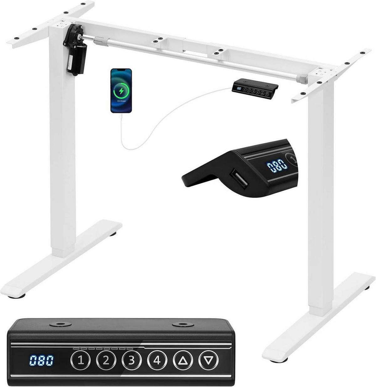 TISCHGESTELL elektrisch, verstellbar, Weiß - Weiß, Metall (55.5/90/72cm) - Woltu