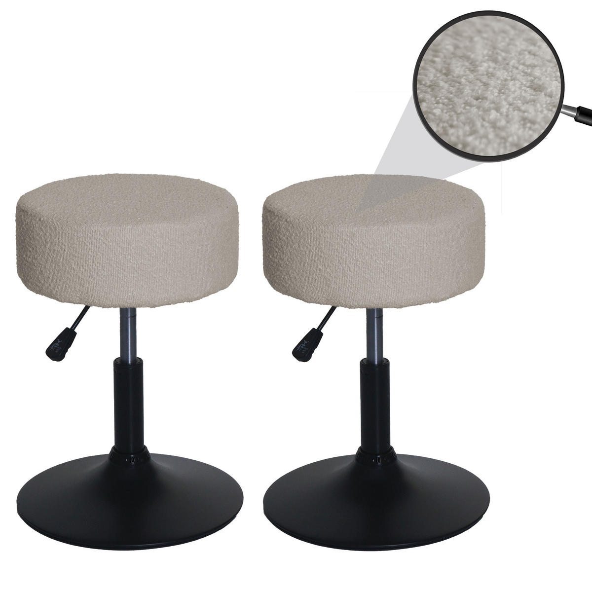 HOCKER Beige 2er-Set - Beige, Textil (37/57/37cm) - MCW