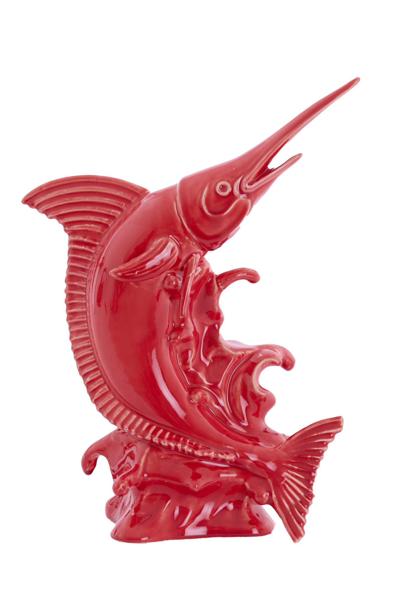 ORNAMENT Schwertfisch Rot 33/16,5/43,5 cm - Rot, Keramik (16.5/43.5/33cm) - Light & Living