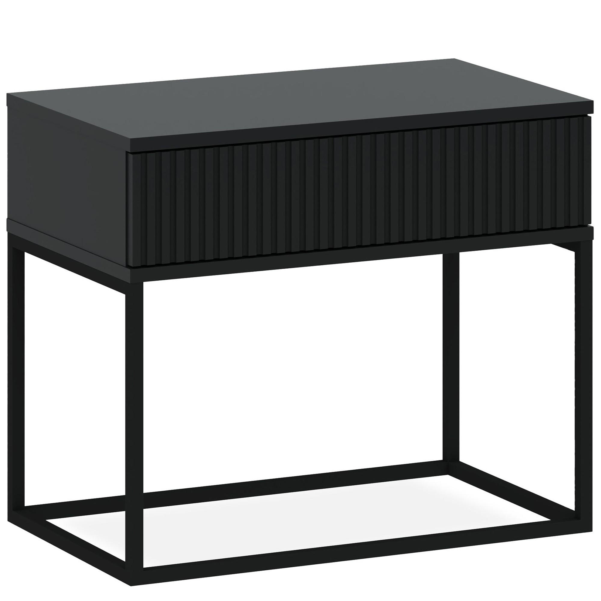 NACHTTISCH RECTUS Nachtschrank, Modern - Anthrazit/Schwarz, Holzwerkstoff (60/52/39cm) - KONSIMO®